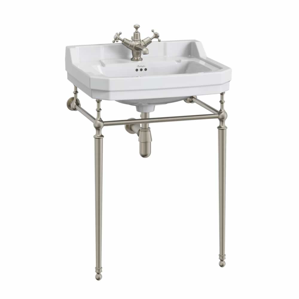 Edwardian 61cm basin with brushed nickel wash stand
